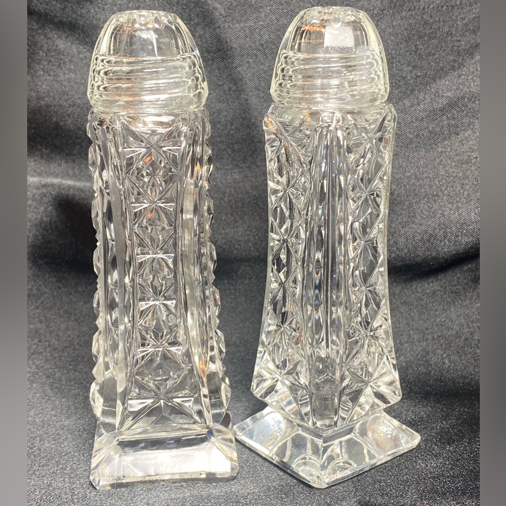 Vintage Cut Glass Salt and Pepper Shakers